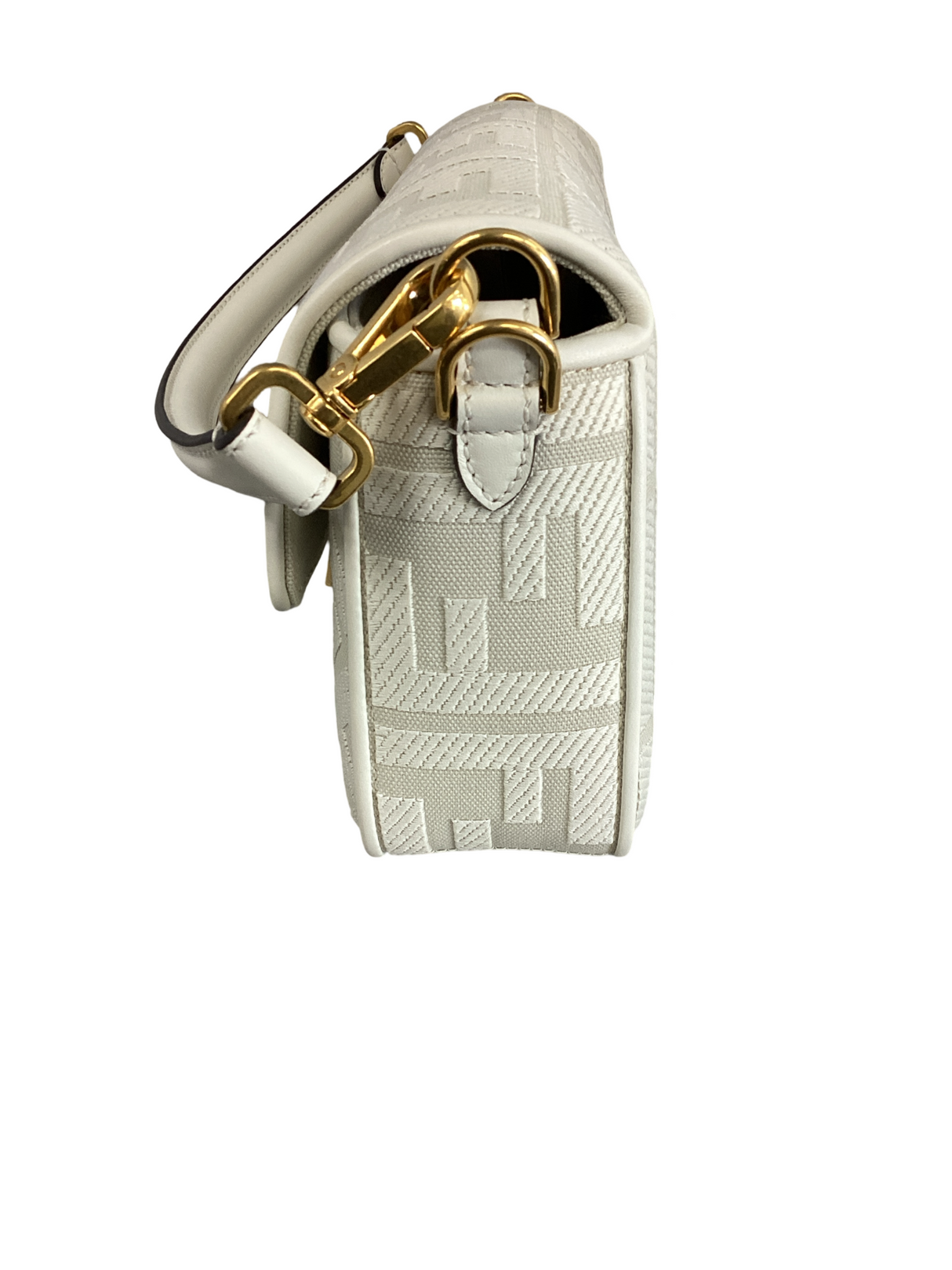 Fendi Medium White Nappa Trimmed Baguette