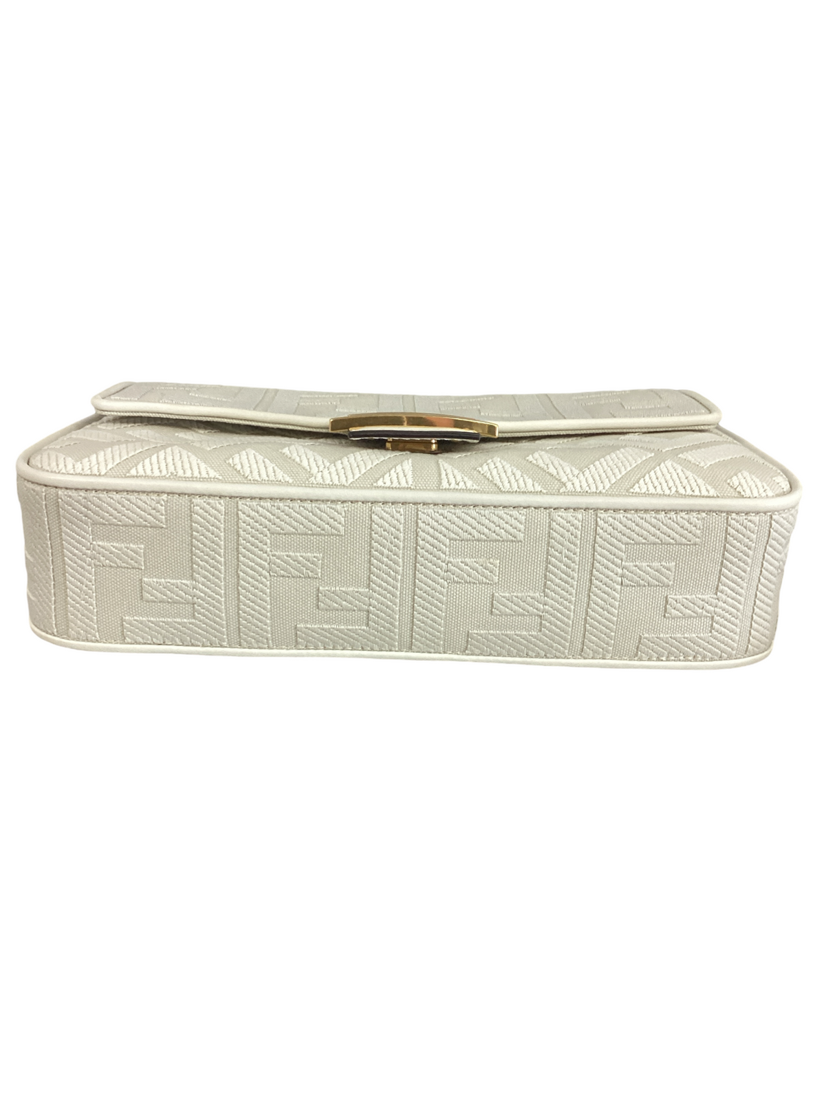 Fendi Medium White Nappa Trimmed Baguette