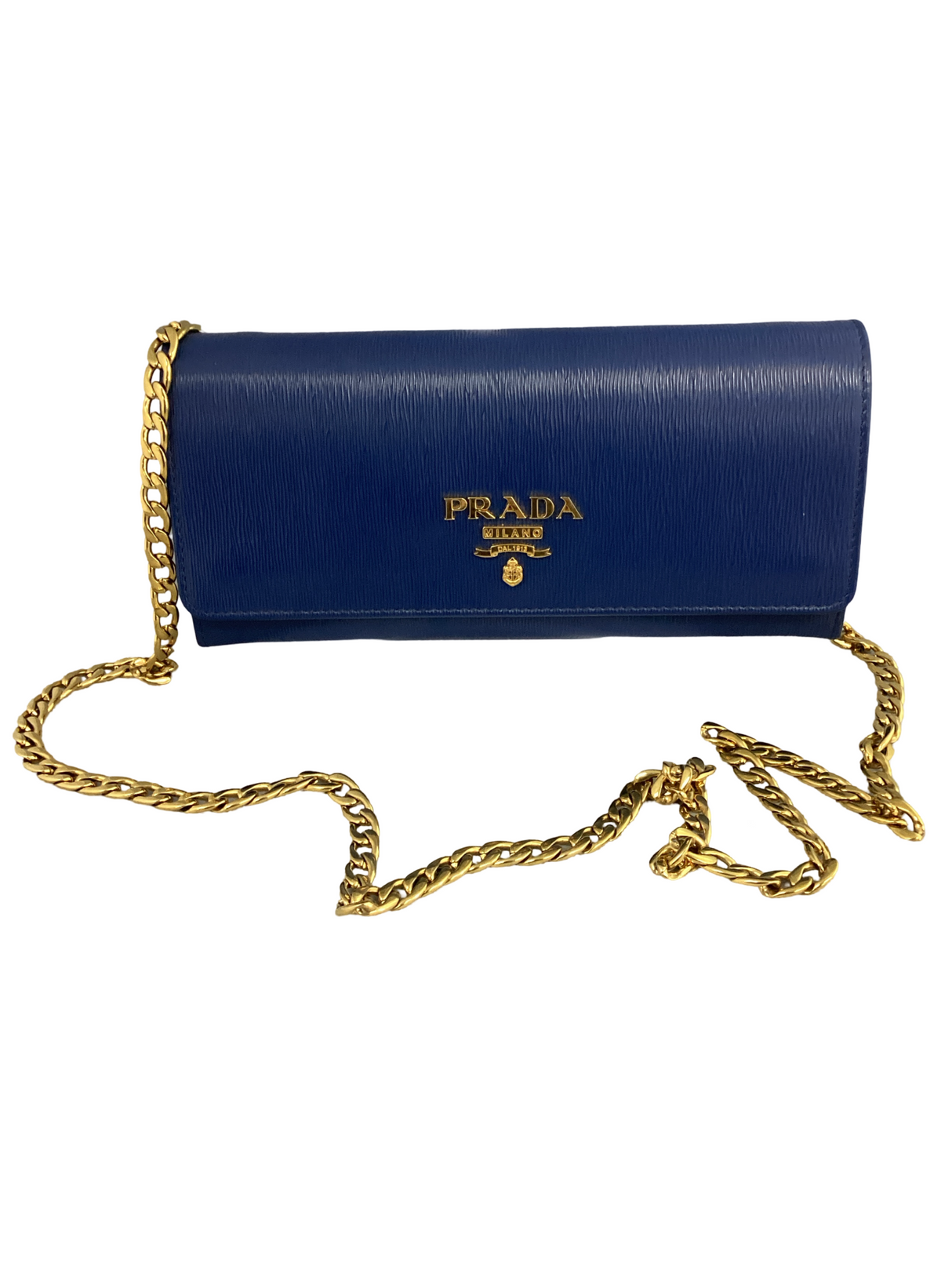 Prada Blue Vitello Move Wallet on Chain