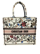 Christian Dior Floral Embroidered Canvas Book Tote