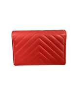 Chanel Red Studded Compact Flap Wallet