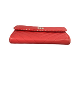 Chanel Red Studded Compact Flap Wallet