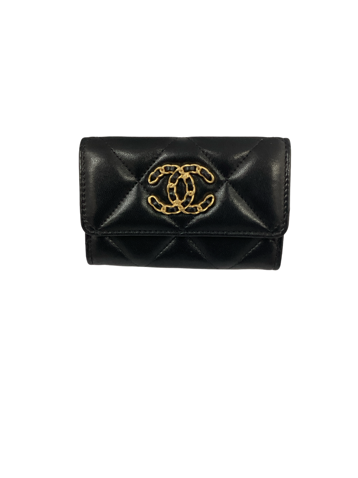 Chanel Black 19 Flap Card Holder