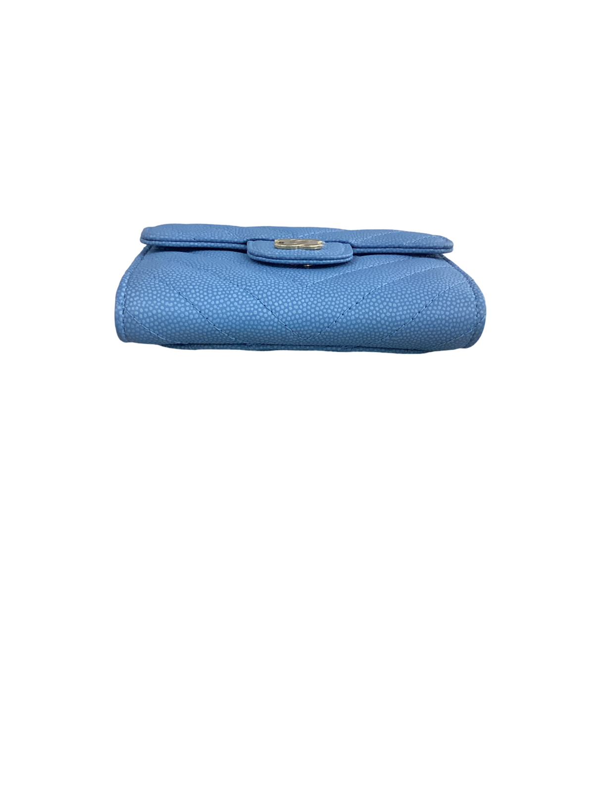 Chanel Blue Chevron Quilted Card Holder