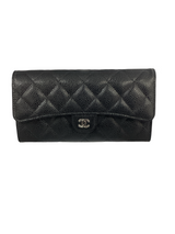 Chanel Black Caviar Quilted Large Gusset Flap Wallet