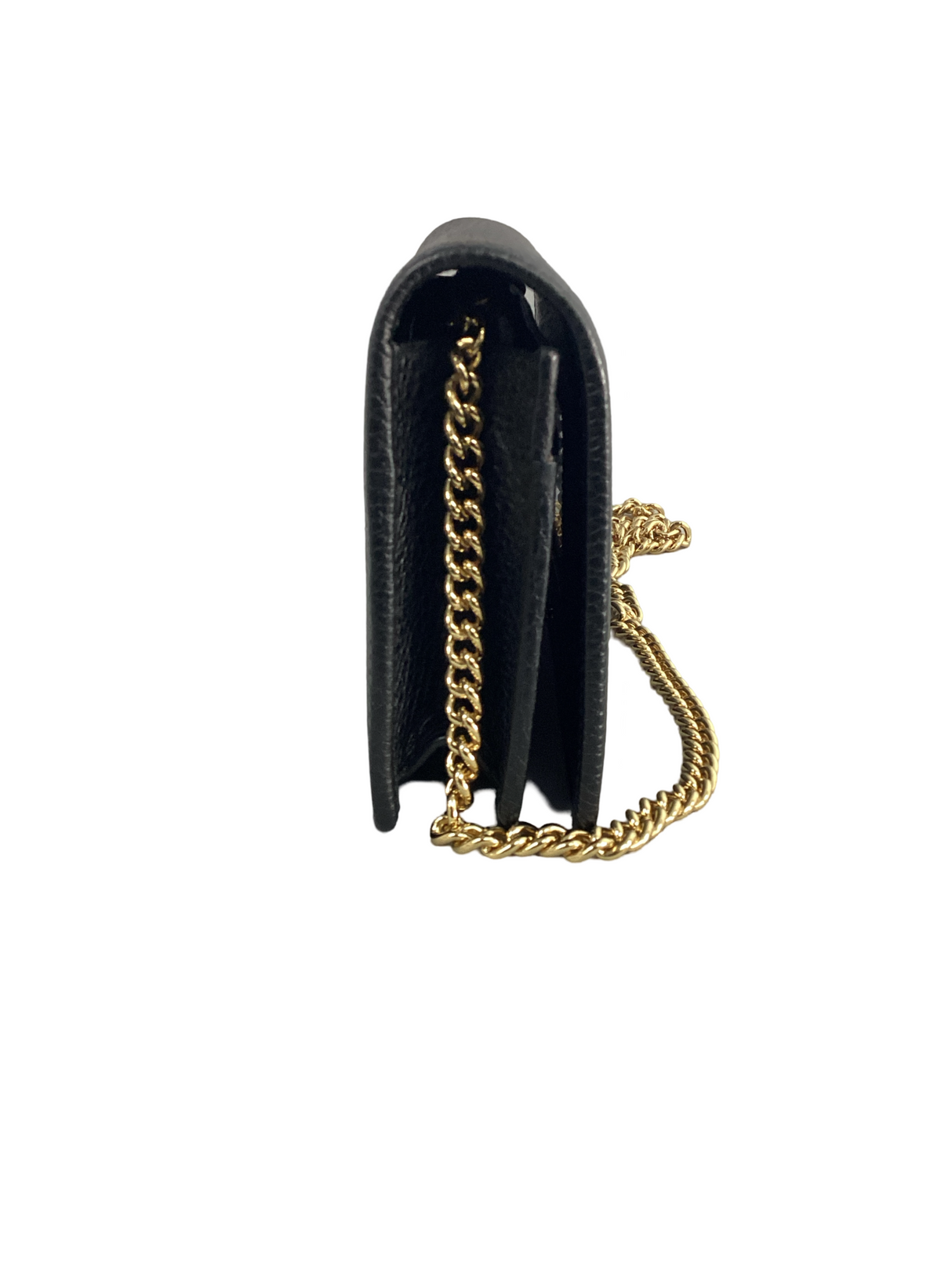 Gucci Black Calfskin Mini GG Marmont Chain Wallet on Chain