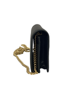 Gucci Black Calfskin Mini GG Marmont Chain Wallet on Chain