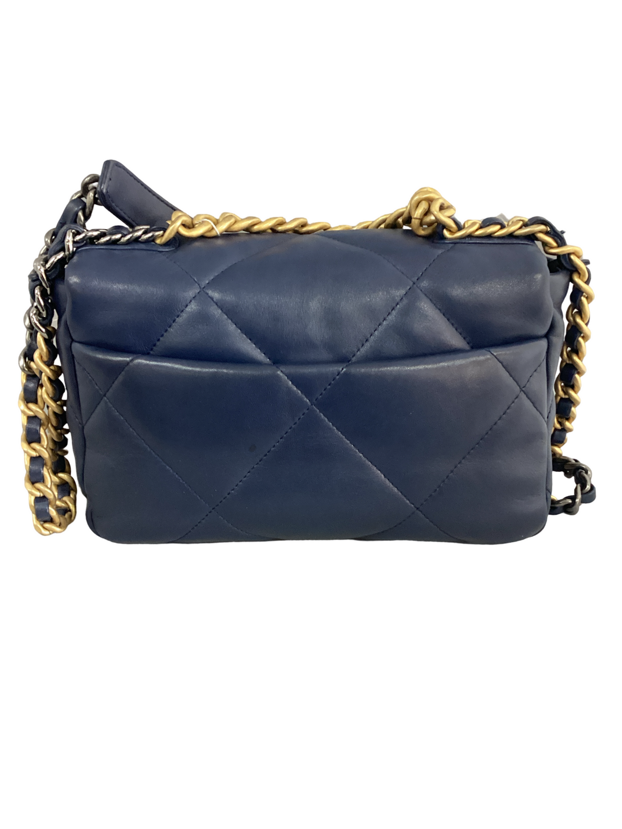 Chanel Navy Blue Lambskin Quilted Medium Chanel 19 Flap Bag