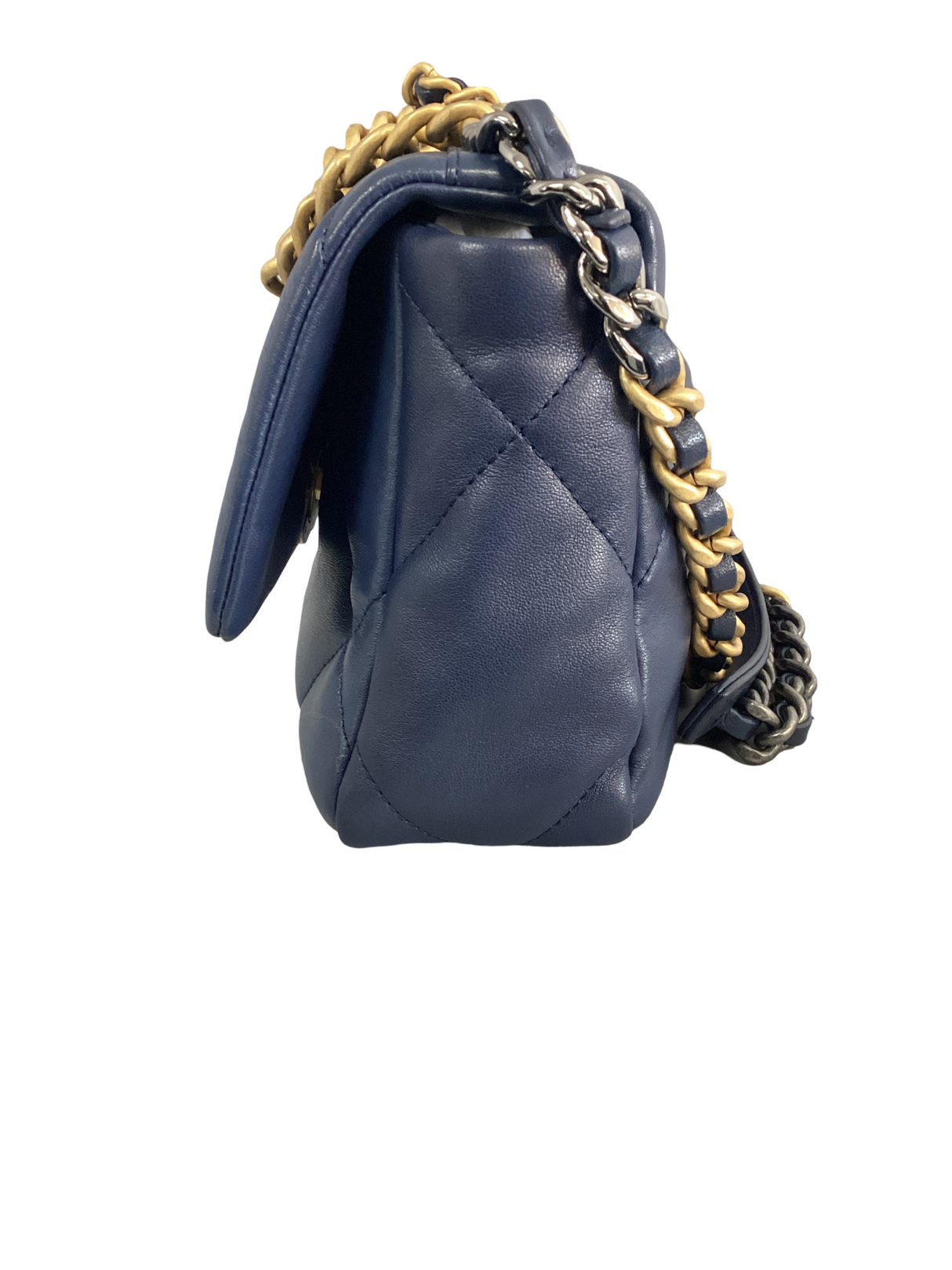 Chanel Navy Blue Lambskin Quilted Medium Chanel 19 Flap Bag