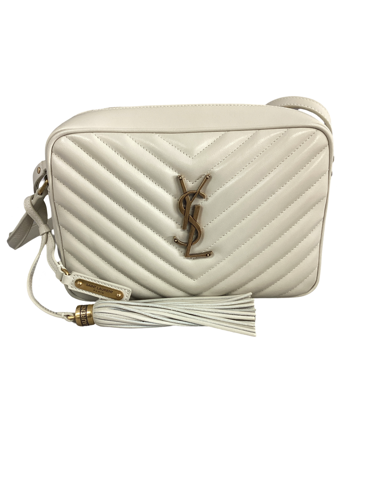 Yves Saint Laurent (YSL) White Medium Lou Camera Bag