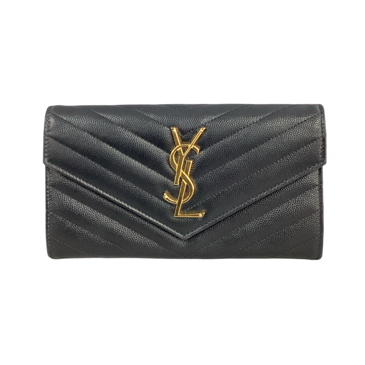 Yves Saint Laurent (YSL) Black Monogram Large Flap Wallet