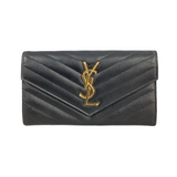 Yves Saint Laurent (YSL) Black Monogram Large Flap Wallet