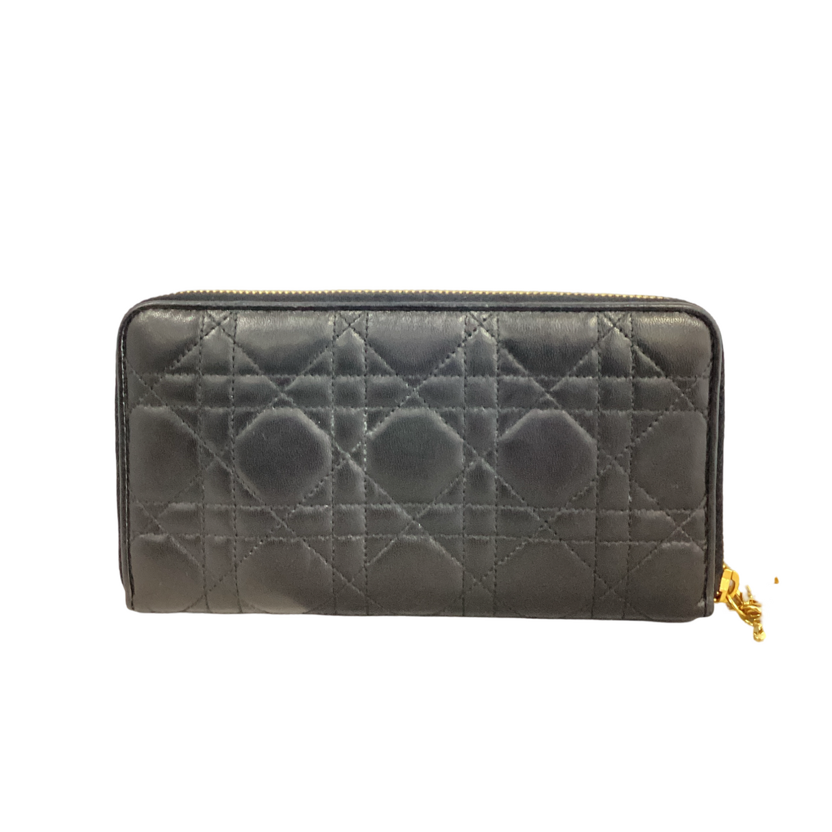 Lady Dior Black Cannage Leather Zip Around Wallet