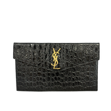 Yves Saint Laurent (YSL) Uptown Cocco Babilas Nero Pouch Medium