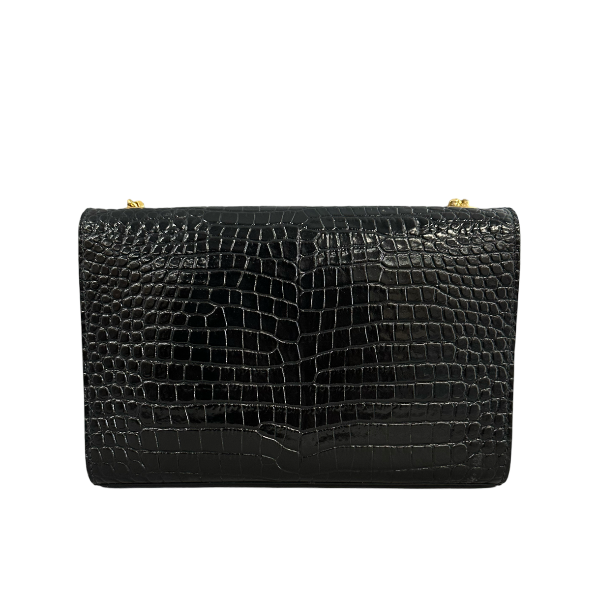 Yves Saint Laurent (YSL) Medium Black Embossed Crocodile leather Kate