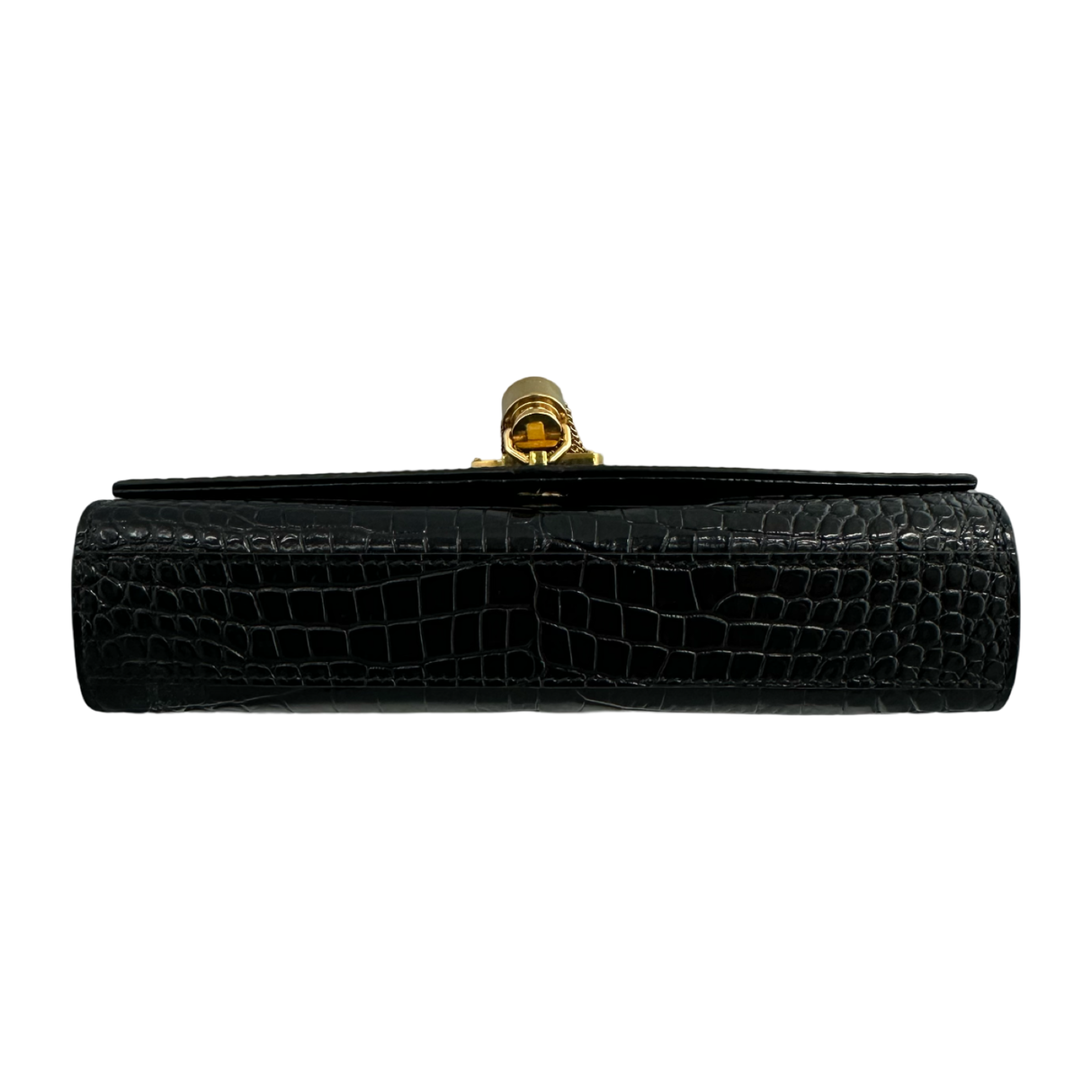 Yves Saint Laurent (YSL) Medium Black Embossed Crocodile leather Kate