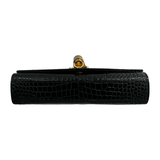 Yves Saint Laurent (YSL) Medium Black Embossed Crocodile leather Kate