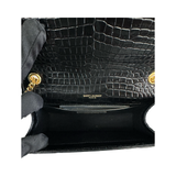 Yves Saint Laurent (YSL) Medium Black Embossed Crocodile leather Kate