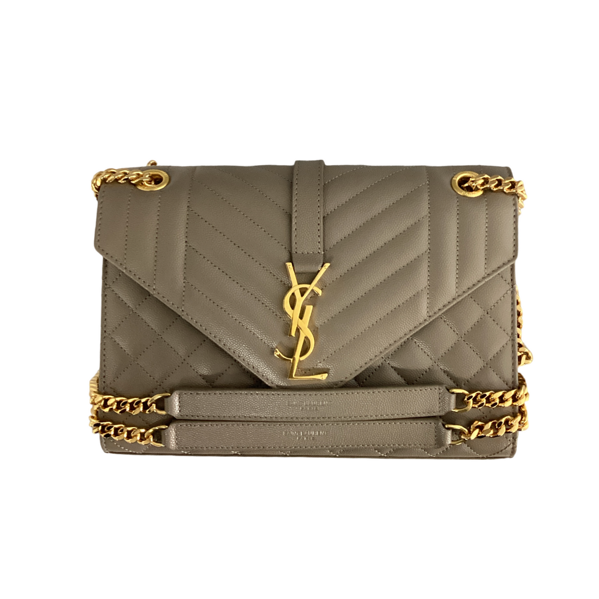 Yves Saint Laurent (YSL) Grain De Poudre Triquilt Medium Envelope Flap Bag