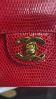 Chanel Vintage Red Lizard Square Mini Flap Bag